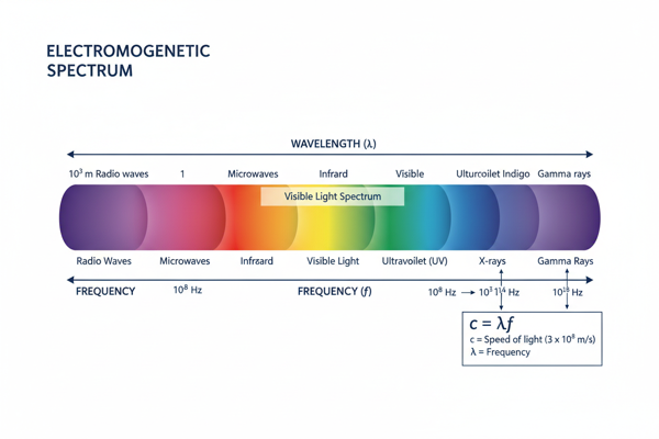 Electromagnetic spectrum with wavelength and frequency scale
